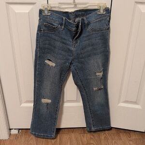 New York & Company Women's Distressed Blue Cropped Jeans